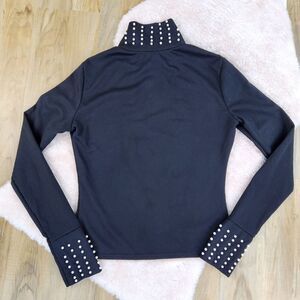 Vintage Black Long Sleeve Top with Pearl Details